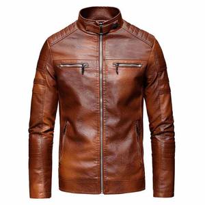 New Arrival <b>Men's</b> High Quality Breathable Stand Collar <b>Leather</b> Jacket Customized Logo Design Sustainable for Winter Low Price - Product Image 2