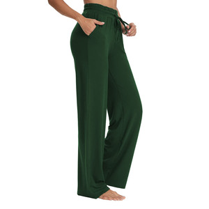Pantalon de survêtement évasé lourd de haute qualité pour femmes avec ceinture à cordon de serrage Couleur unie Style avant plat pour l'hiver - Product Image 4