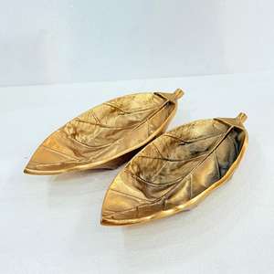 Grand bol à fruits secs en feuilles avec plaqué or, fait à la main, utilisé pour les fêtes, les mariages et la maison au prix le plus bas - Product Image 4