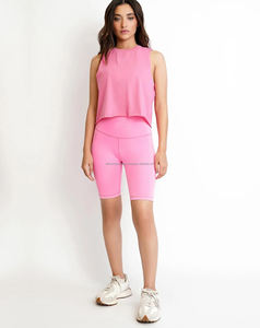 Ensemble de yoga classique pour femme, haute qualité, coton/polyester, 2 pièces, débardeurs de sport personnalisables à l'avant, respirants, taille mi-haute élastique - Product Image 1