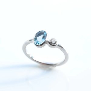 Topaze bleue suisse ovale coupe lunette réglage 925 en argent Sterling minimaliste bande bijoux en argent fin conception personnalisée bague en gros - Product Image 2