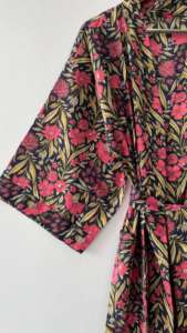 Kimono de algodón indio Unisex, bata de baño rosa con estampado Floral, bata de baño, cubierta de Bikini, temporada de invierno de algodón 100% - Product Image 4