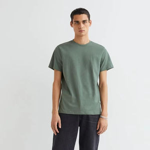 100% coton hommes moyen t-shirt 100% coton à manches courtes col rond pull t-shirt respirant - Product Image 1