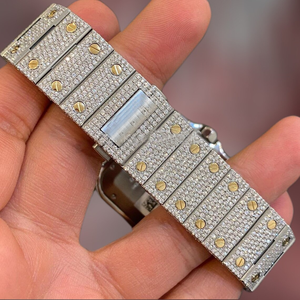 Montre de luxe glacée de qualité supérieure avec diamants VVS de 30 carats, mode, affaires, acier inoxydable, double mouvement, fabricant indien - Product Image 4