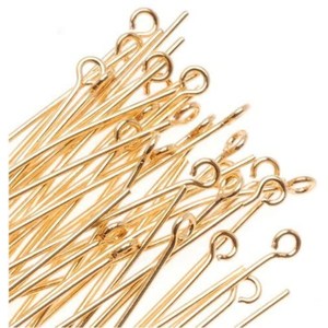 Alfileres de Cobre Chapados en Oro, Plata y Oro Rosa de 25 mm para la Fabricación de Joyas, Alfileres de Cabeza de 6 mm para Abalorios, en Bolsa - Product Image 3