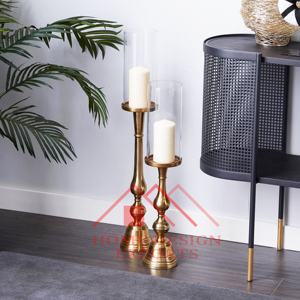 Porte-bougie en aluminium doré antique pour décoration de mariage, porte-bougie moderne pour intérieur et extérieur - Product Image 3