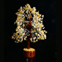 Arbre en pierre semi-précieuse naturelle Citrine Quartz, sculpté, écologique, 7-10 pouces, 300 copeaux, Arbre de cristal, Figurine Feng Shui