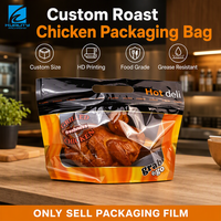 Sachet d'emballage pour poulet rôti en gros, pochette à fermeture éclair verticale avec fenêtre transparente, composite plastique haute barrière