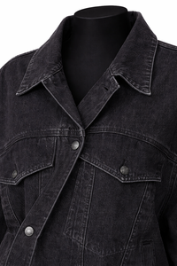 แจ็คเก็ตยีนส์ผู้หญิงคุณภาพพรีเมียม ผ้าถัก ระบายอากาศ กันลม ทรงโอเวอร์ไซส์ สไตล์วินเทจ แจ็คเก็ตยีนส์ลำลอง สตรีทแวร์ - Product Image 4