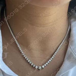 925 Silver Polished Trendy Moissanite <b>Graduated</b> Diamond Link Chain Tennis Necklace Riviera IGI Certified Women's Premium <b>Jewelry</b> - Product Image 6