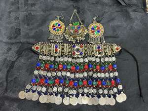 El mejor precio, conjunto de joyería afgana ligera y resistente, collar Vintage, pendientes, forma personalizada para mujeres y niñas, gran oferta para boda - Product Image 5