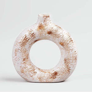 Jarrón de Cerámica Artesanal Marrón, Moderno y Minimalista, en Forma de Donut, para Decoración de Mesa, Arreglos Florales, Estilo Simple y Lujoso para el Hogar - Product Image 6