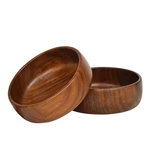 Bol de service en bois Ensemble de 3 bols de service de fruits en bois Forme ronde de haute qualité Bol en bois idéal pour servir - Product Image 1