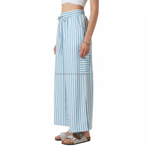 Pantalons palazzo décontractés pour femmes en spandex/polyester, pantalons à jambes larges d'hiver, style bohème - Product Image 3