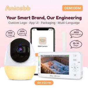 Anicebb Cámara de vigilancia inteligente para bebés con wifi, 1080P, 4,3 pulgadas, IPS, HD, visión nocturna, giro e inclinación 355 °   Aplicación de canciones de cuna con seguimiento de temperatura por IA - Product Image 1