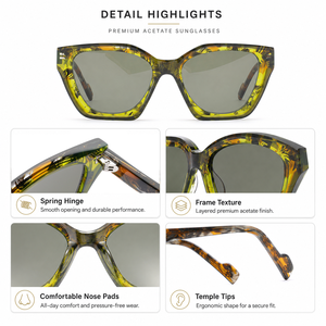 Gafas <span class=keywords><strong>de</strong></span> Sol Mellume con Marco Geométrico <span class=keywords><strong>de</strong></span> Acetato Pulido a Mano, Estilo Ojo <span class=keywords><strong>de</strong></span> Gato, Lentes Polarizadas con Protección UV400 para Hombre y Mujer - Product Image 3
