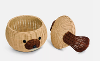 Panier de rangement en rotin naturel mignon Sisu Handicraft