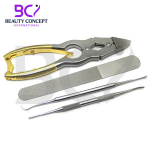 Coupe-ongles de podologie en acier inoxydable à poignée dorée pour ongles incarnés, avec lime à ongles et jeu pour ongles épais à mâchoires larges - Product Image 2