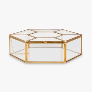 Boîte à bijoux et cosmétique en forme de rectangle de qualité supérieure Nouvelle boîte à bijoux design en métal et en verre de grande qualité - Product Image 5