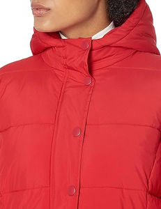 OEM Fabricante de color rojo cremallera estilo casual ligero extremo hombres y mujeres de plumón chaqueta acolchada con capucha - Product Image 4