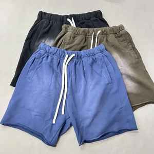 Pantalones cortos de chándal rasgados de algodón largo desgastado con cordón pesado lavado con ácido informal personalizado para hombre - Product Image 1