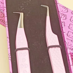 Pince à épiler d'extension de cils en acier inoxydable Pince à cils droite et à pointe incurvée pour extension de cils - Product Image 3