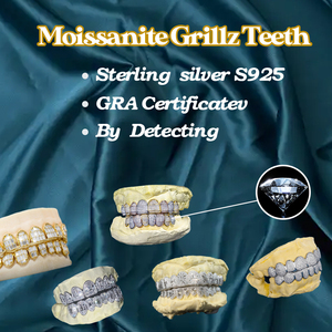 Đá ra grillz cho răng 925 Sterling Bạc GRA certificateed hip hop moissanite Baguette cắt grillz - Product Image 5