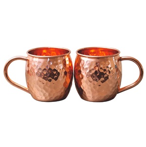 Ensemble de 2 pièces martelé fini brun cuivre Moscou Mule tasse lisse lèvre arrondie avec poignée en laiton bière vin boire tasse en cuivre - Product Image 6