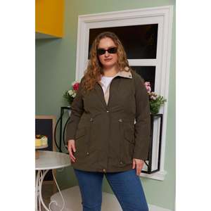 Double-Sided <b>Plus</b> <b>Size</b> <b>Trench</b> <b>Coat</b>, Khaki - Product Image 1