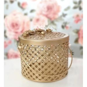 Panier cadeau multifonction indien fini doré Panier de mariage Panier en fil métallique doré pour retour de cadeau au prix de gros - Product Image 2
