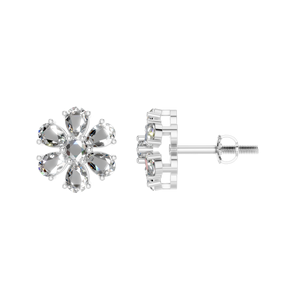 Boucles d'oreilles clous en diamant de laboratoire en platine 950 certifié IGI, design floral, bijoux fins, fabrication artisanale, brillant et délicat - Product Image 1