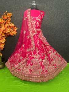 Balgory traditionnelle soie mariée Lehenga 12 Kali 5 mètres Ghera lourd Jarakan broderie Double Dupatta Rajwadi multicolore - Product Image 6
