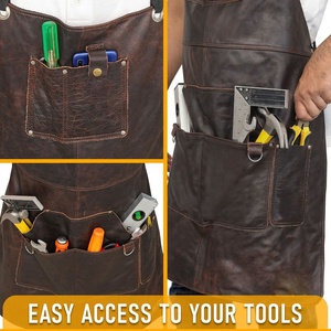 Tabliers d'outillage en cuir pour hommes et femmes, tablier de travail avec sangles réglables, confortable pour charpentiers, peintres, mécaniciens - Product Image 5