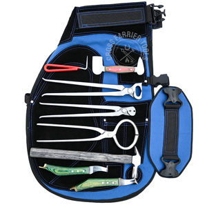 Wholesale Equine Farrier Kit with Blue Leather Apron Hoof Knife Loop Knife Pull-Off Plier Nail Clincher Hammer & Basic Pick - Product Image 1