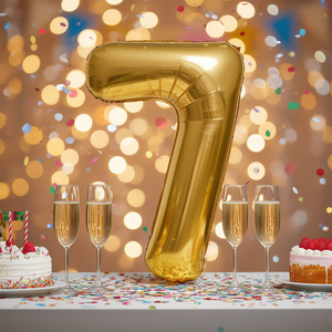 Palloncino Numero 7 in Foil Dorato Champagne 1M per Decorazioni Festa - Product Image 3