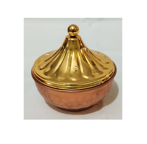 Bol en forme de fruits secs en laiton fait à la main avec couvercle bol de service de fruits secs cadeau de retour pour pièce de conception de trou avec couvercle - Product Image 6