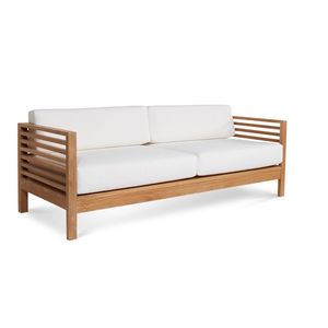 Moderno Conjunto de Sofá de Teca para Exteriores de 3 Plazas con Cojines para Uso en Villas, Apartamentos y Hoteles - Product Image 1