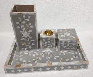 Ensemble de brûleur de bakhoor en bois de oud avec plateau rectangulaire de style arabe artisanal très demandé, tailles personnalisées, design en nacre - Product Image 4