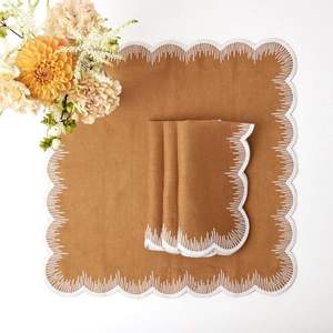 Indian <b>linen</b> table <b>placemat</b> with cultural embroidery work for traditional dining settings home decor reusable washable elegant - Product Image 3