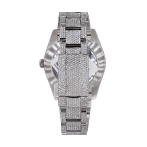 Impermeable Moissanite Diamond Watch Unisex Iced Out Design para hombres y mujeres Silver Tone Hip Hop Watch - Product Image 3