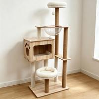 Structure d'escalade pour chat en bois de luxe moderne et de grande taille avec un design écologique