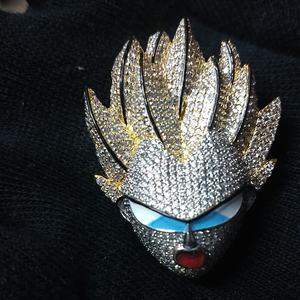 จี้เงินแท้ 925 สไตล์หรูหราสำหรับผู้ชาย ดีไซน์การ์ตูนฮิปฮอป ประดับเพชรโมอิสซาไนต์ทรงเจ้าหญิง ดีไซน์ทันสมัย - Product Image 1