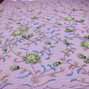 High Quality Hand Beaded <b>Lace</b> Fabric for Women's Fashion Designed by High Quality Beads for Garments Making - Product Image 1