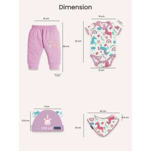 Polka Tots Lot de 6 Mini Panier Cadeau Nouveau-Né Imprimé Licorne-Lavande - Product Image 4