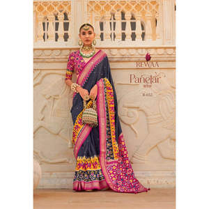 Latest Designer Party Wear Smooth Patola With Khatli Work <b>Saree</b> With <b>Blouse</b> Women Fashion Manufacturer - Product Image 1