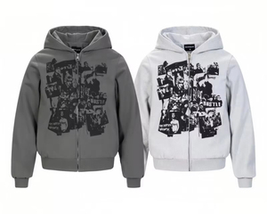 Pull en coton 100% de haute qualité et résistant, avec un design à capuche en molleton délavé, coupe-vent, pour l'automne - Product Image 3