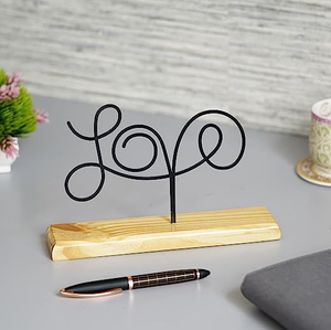 AK เครื่องประดับโลหะทองเหลืองคู่รักโชว์บนฐานไม้ดีไซน์ศิลปะทำด้วยลวดเคลือบสีดำสำหรับตกแต่งบ้านและโต๊ะ - Product Image 2