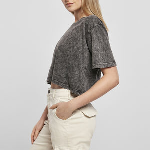 Wholesale <b>Women</b> Acid Wash T <b>Shirt</b> Heavyweight Streetwear 100% Cotton <b>Black</b> Acid Wash T <b>Shirt</b> Breathable <b>Women</b> Acid Wash T <b>Shirt</b> - Product Image 6