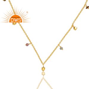 Venta caliente 925 plata esterlina 18K chapado en oro Multi turmalina piedra preciosa colgante collar Demi fabricante de joyería fina - Product Image 2