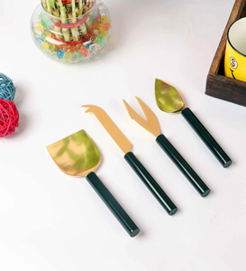 High Quality Stainless Steel Green and Gold Stainless Steel (Set of 4) Cheese <b>Knives</b> Set for Home Hotel Restaurant - Product Image 3
